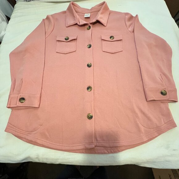 Blair Plus Size 2XL Pink Lightweight Jacket Pockets Long Sleeve Warm Casual Y2K - Picture 12 of 16